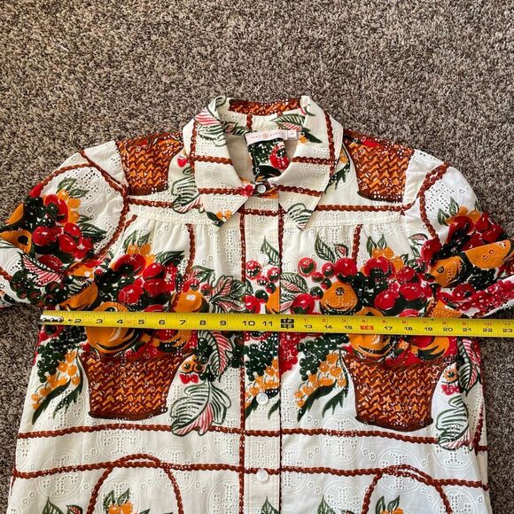 Tory Burch Broderie Anglaise Painter’s Dress fruit basket women’s size 10 - Picture 9 of 14
